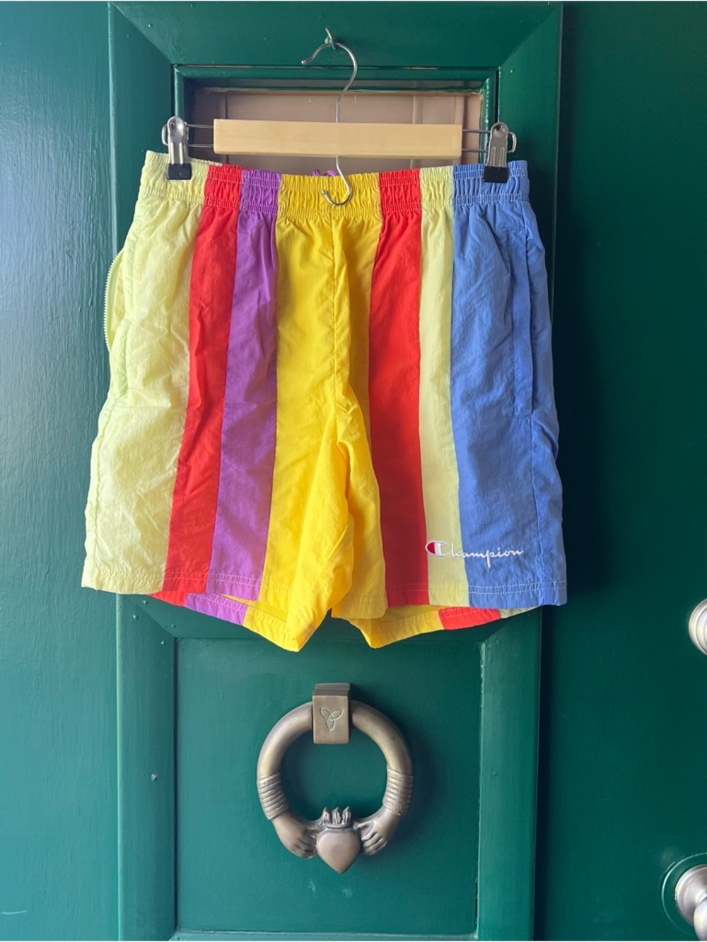 Champion Men's Rainbow Vertical Stripe Athletic Shorts